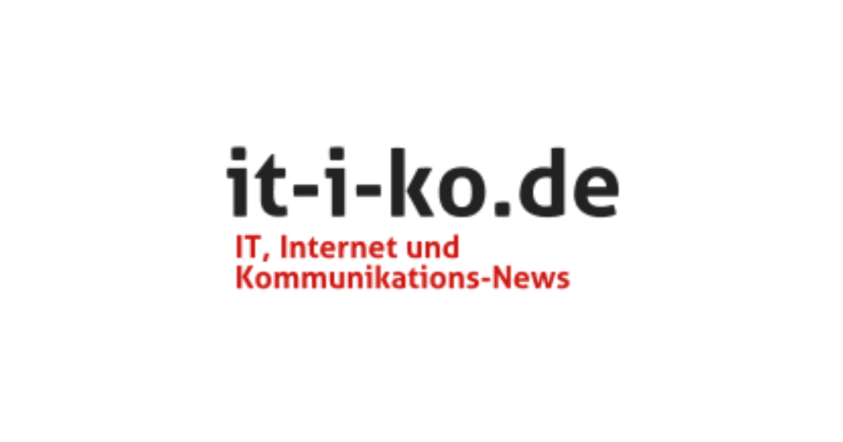 Das Logo von it-i-ko.de zeigt den Schriftzug "it-i-ko.de" in fetten schwarzen Buchstaben auf weißem Hintergrund. Darunter steht in roter Schrift der Satz "IT, Internet und Kommunikations-News", der auf den Schwerpunkt der Website auf Nachrichten aus den Bereichen Technologie und Kommunikation hinweist.